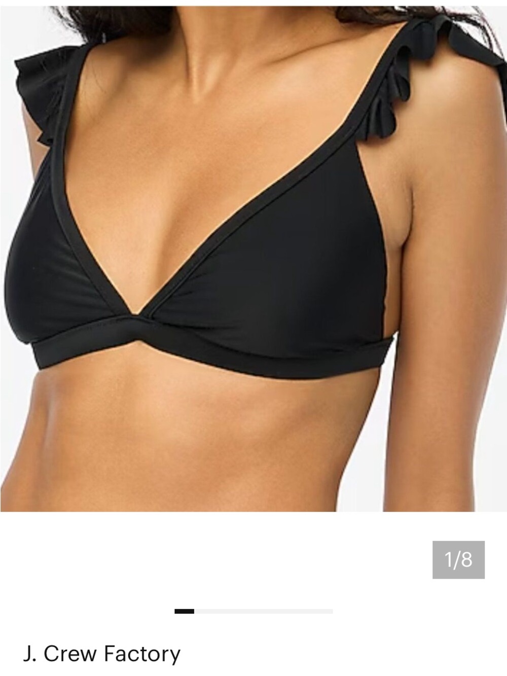 J. Crew Black Ruffle Shoulder Triangle Bikini Top